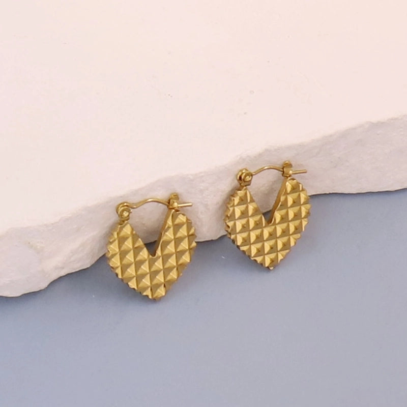 1 Pair Minimalist Pentagram Round Solid Color Plating 304 Stainless Steel 18K Gold Plated Earrings