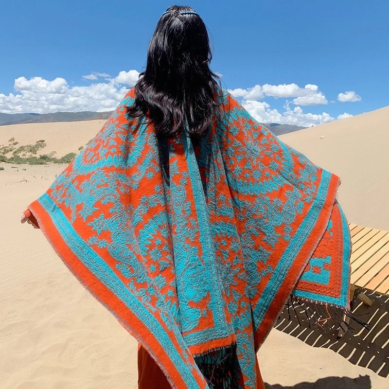 Unisex Ethnic Style Geometric Imitation Cashmere Shawl