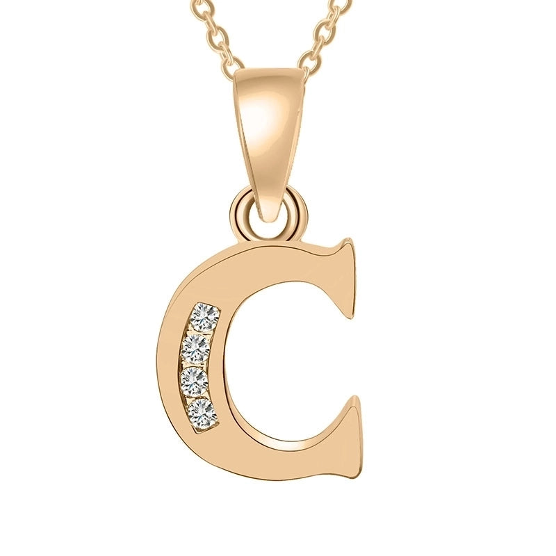 Minimalist Letter Copper Plating Inlay Zircon Pendant Necklace