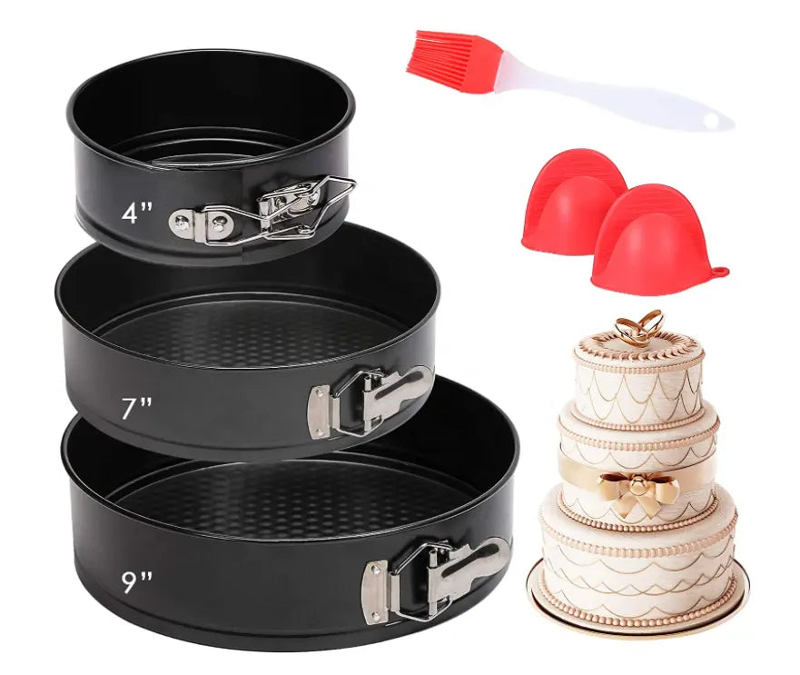 3-Piece Non-Stick Cake Tin Set (22cm. 24cm. 26cm) . Round Bakeware Cake Pan