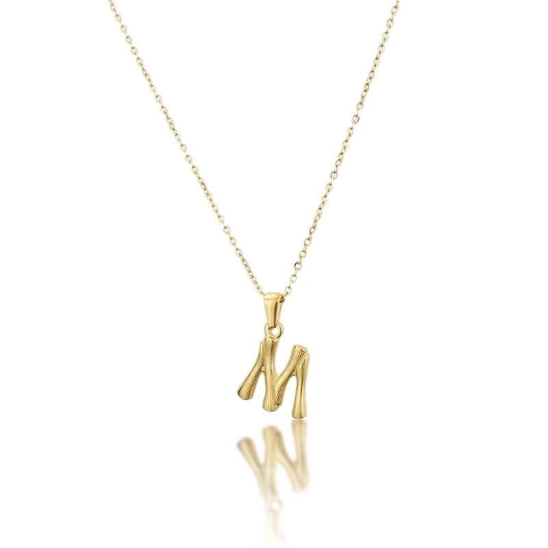 Platform New Stainless Steel Antique Slub-shaped 26 Letter Necklace Hot Gold English Titanium Steel Pendant