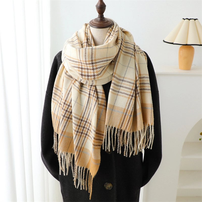 Unisex Business Basic Minimalist Tassel Imitation Cashmere Polyester Scarf
