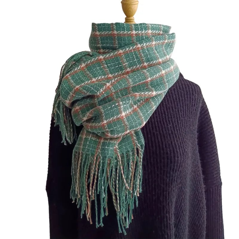 Plaid Scarf Women's Autumn And Winter New Cashmere Student Tassel Shawl Cold-proof Warm Neck