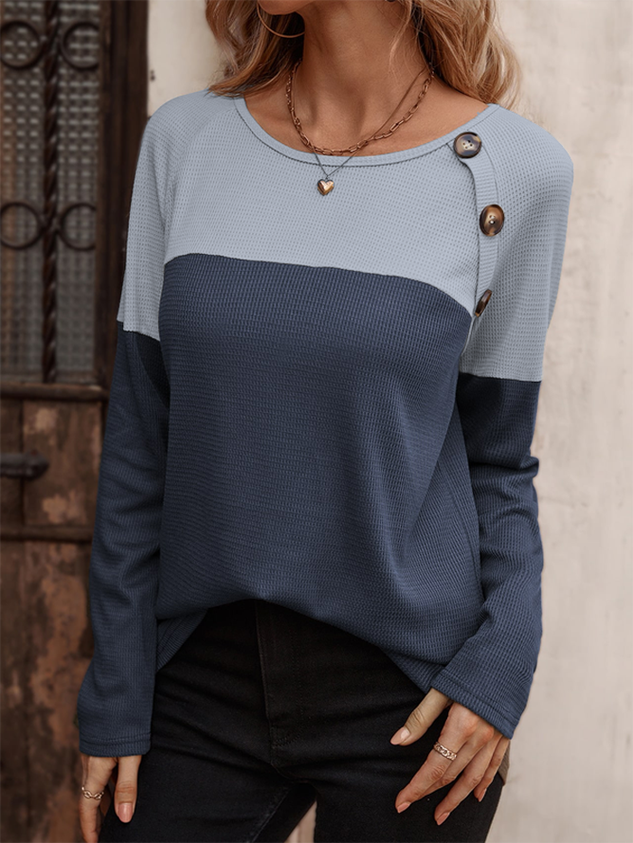 Jersey Color Block Casual tunic Top