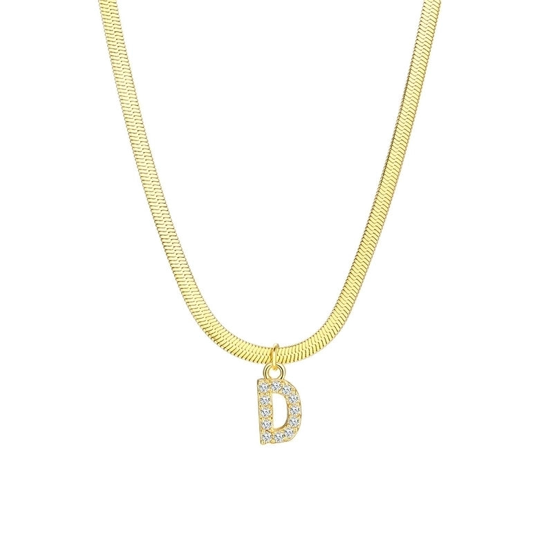 Minimalist Classic Style Letter Copper Inlay Zircon Pendant Necklace