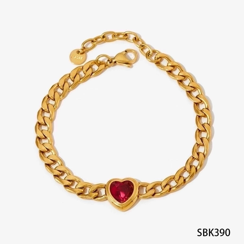 3 Pieces 304 Stainless Steel 16K Gold Plated White Gold Plated Gold Plated Minimalist Inlay Heart Shape Zircon Bracelets Earrings Necklace