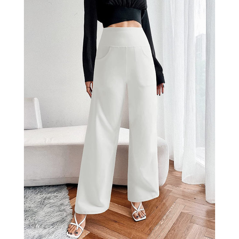 Women Wide Leg Yoga Pants High Waist Stretch Workout Sweatpants With Pockets Casual Straight Leg Pants