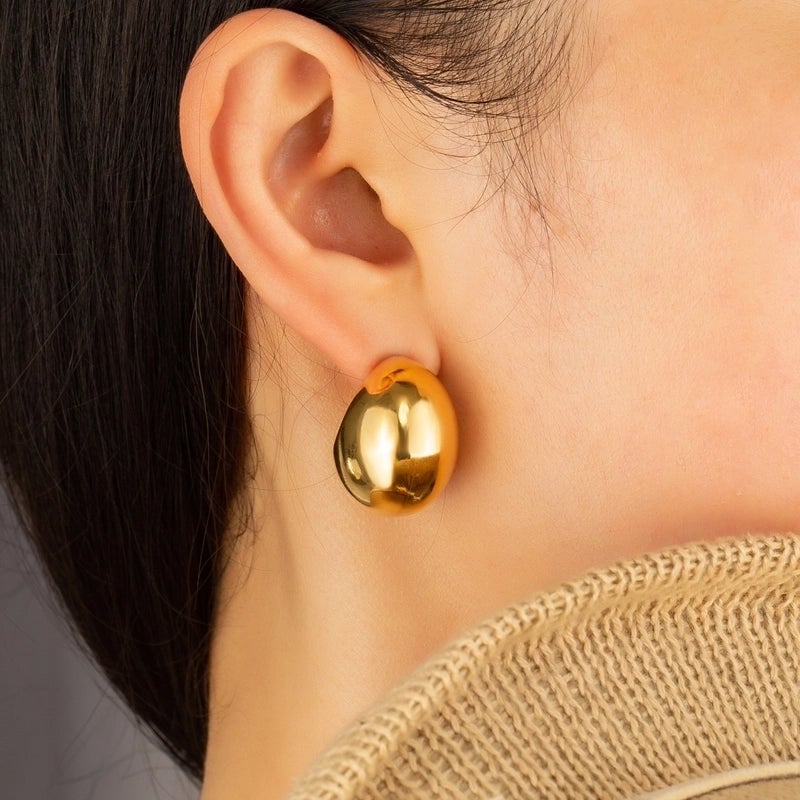 1 Pair Minimalist C Shape Polishing Stainless Steel Ear Studs