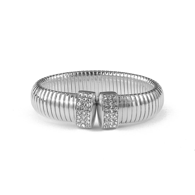 Minimalist Solid Color 304 Stainless Steel Rhinestones Bangle In Bulk