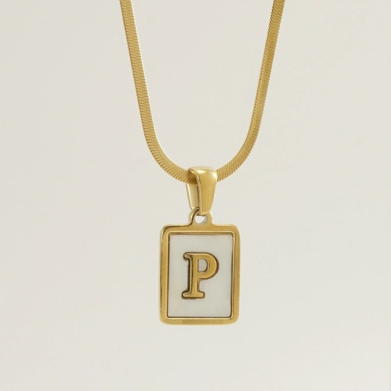 Stainless Steel 18K Gold Plated Casual  Plating Inlay Letter Shell Pendant Necklace