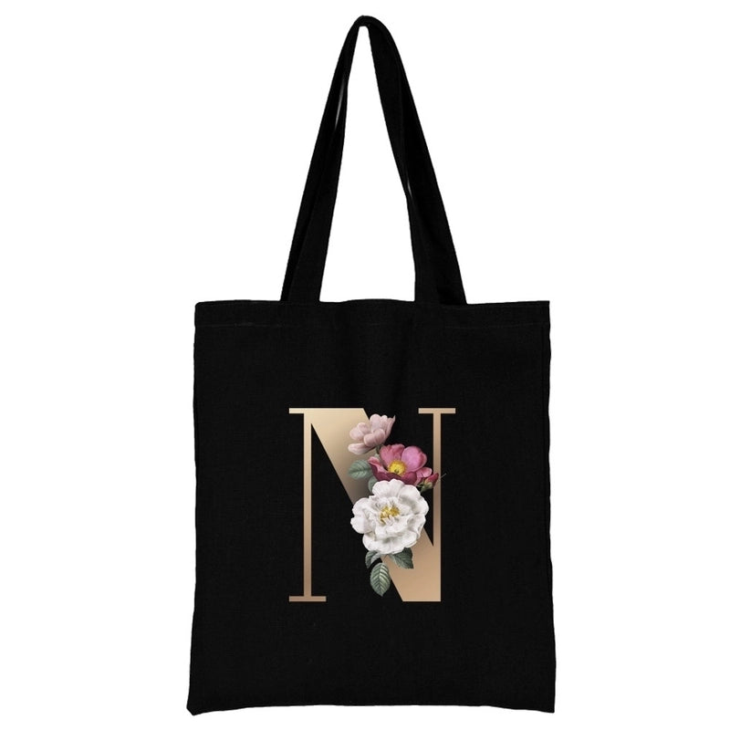 Women's Minimalist Letter Flower Shopping Bags