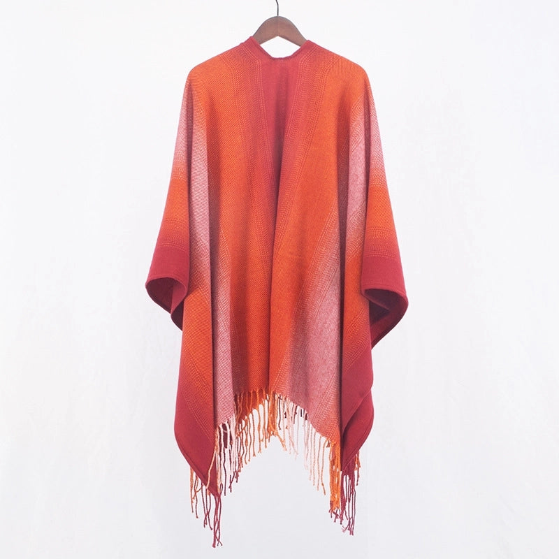 Spring Fashion Outer Cape Jacket Cashmere Thickened Warm Double-sided Tassel Scarf Mother's Day Gift