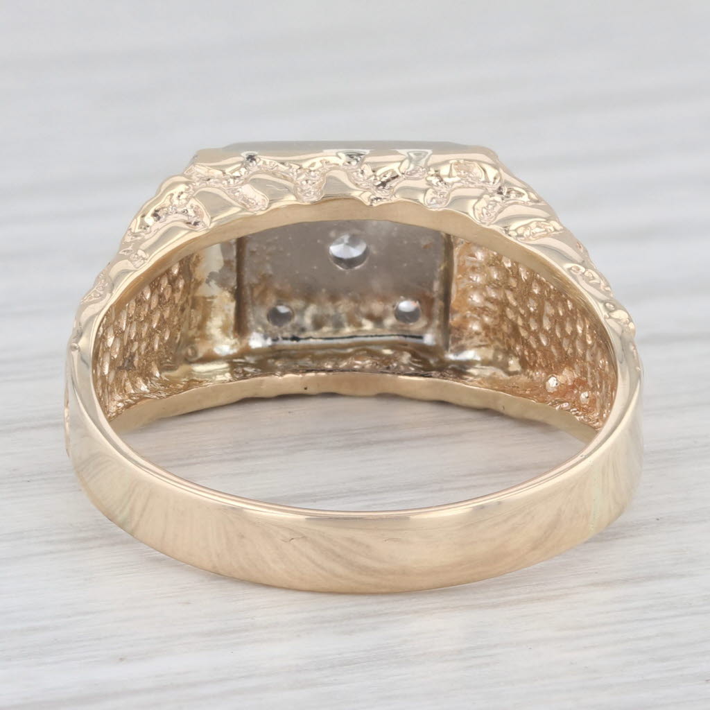 0.18ctw Diamond Cluster Men's Ring 10k Yellow White Gold Size 10.5 Nugget Band