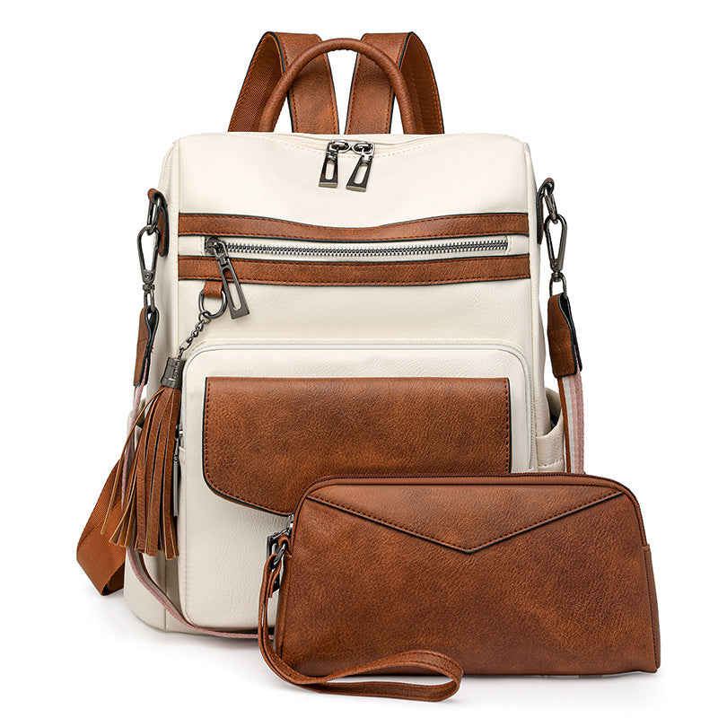 Retro Fashion Large Capacity PU Leather Women's Backpack