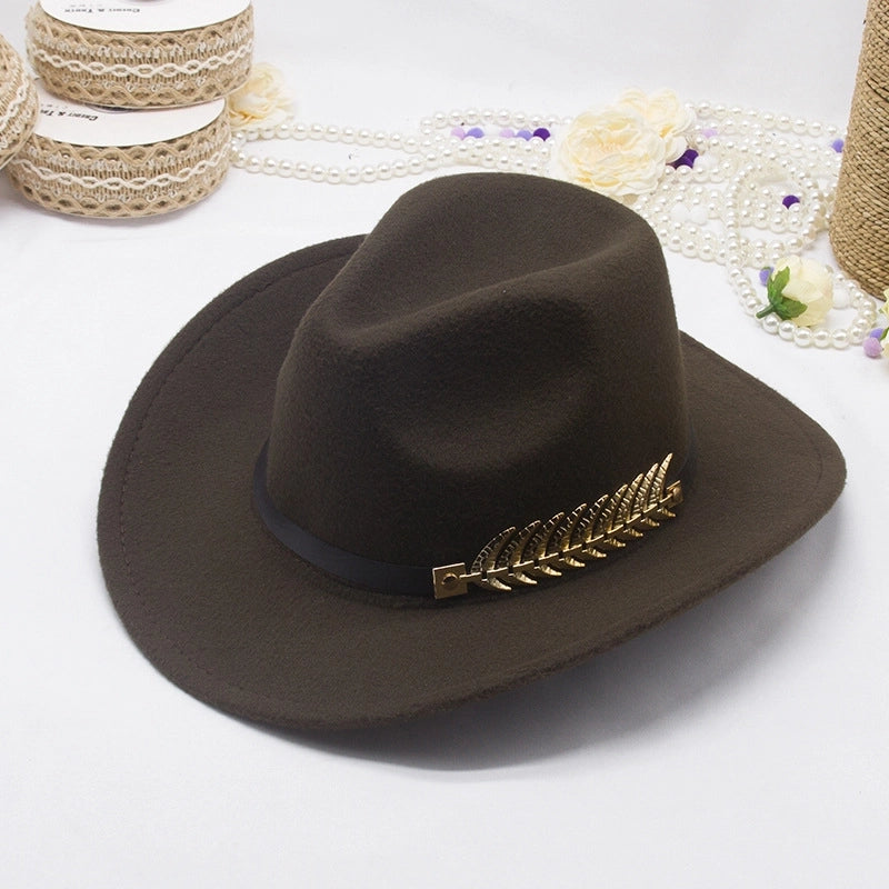 New Ethnic Style Tibetan Western Cowboy Hat Topper Hat Autumn And Winter Men's And Women's Felt Hat Edge Jazz Hat Fashion
