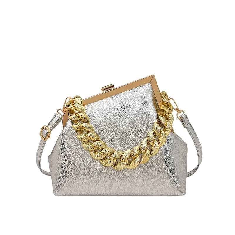 Women's Medium Pu Leather Solid Color Streetwear Square Lock Clasp Crossbody Bag