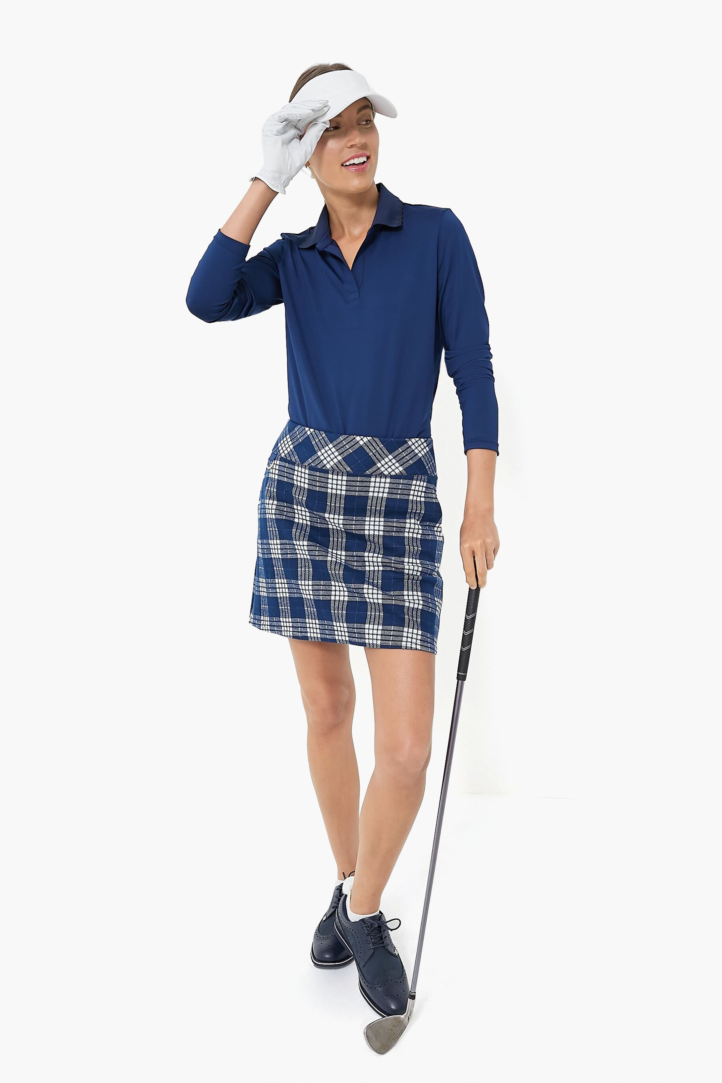 Navy Plaid 17 Inch Helen Golf Skirt