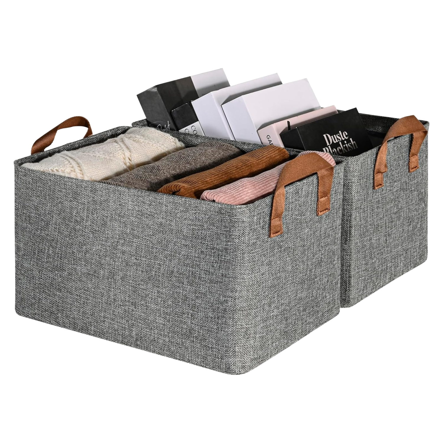 2 Pac Storage Baskets for Organizing. Fabric Storage Bins for Clothes