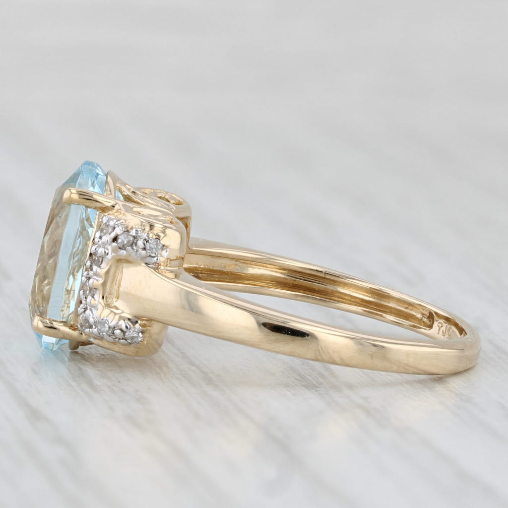 3.39ctw Oval Aquamarine Diamond Ring 14k Yellow Gold Size 7.25