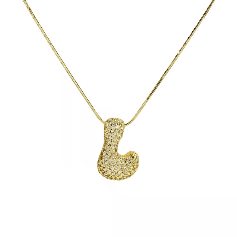Minimalist Classic Style Letter Copper Plating 18K Gold Plated Pendant Necklace