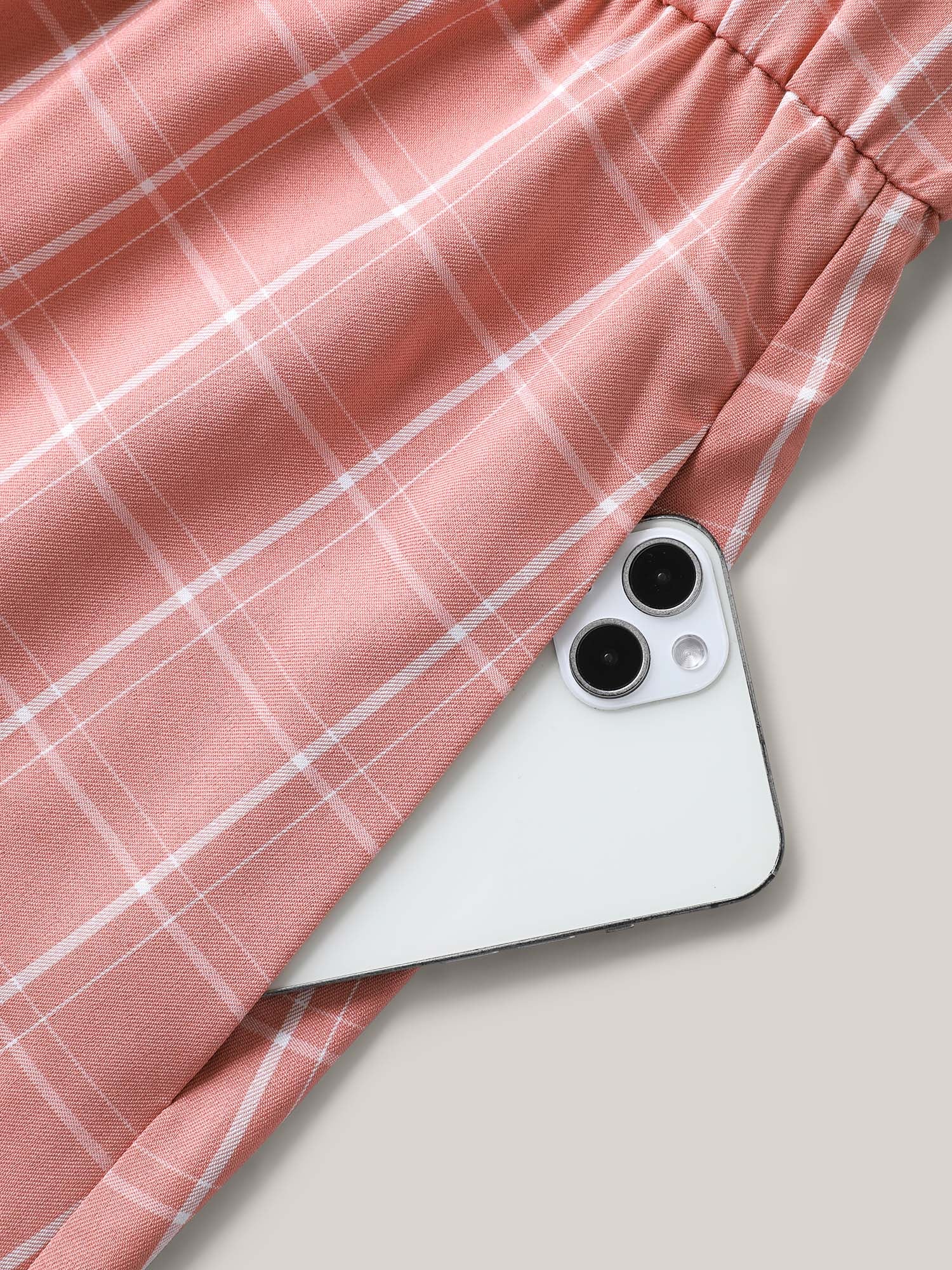 Plaid Belted Pockets Shirt Dress