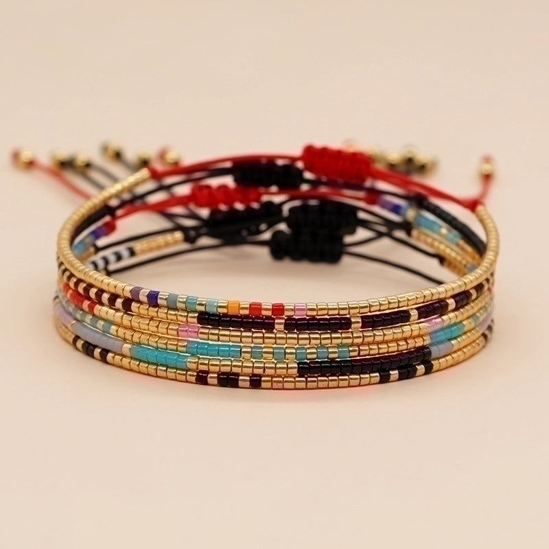 Glass Copper Minimalist Beaded Geometric Colorful Bracelets