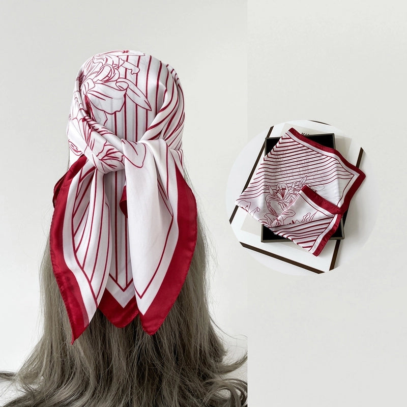 Women's Casual Hip-Hop Sports Paisley Satin Printing And Dyeing Silk Scarf