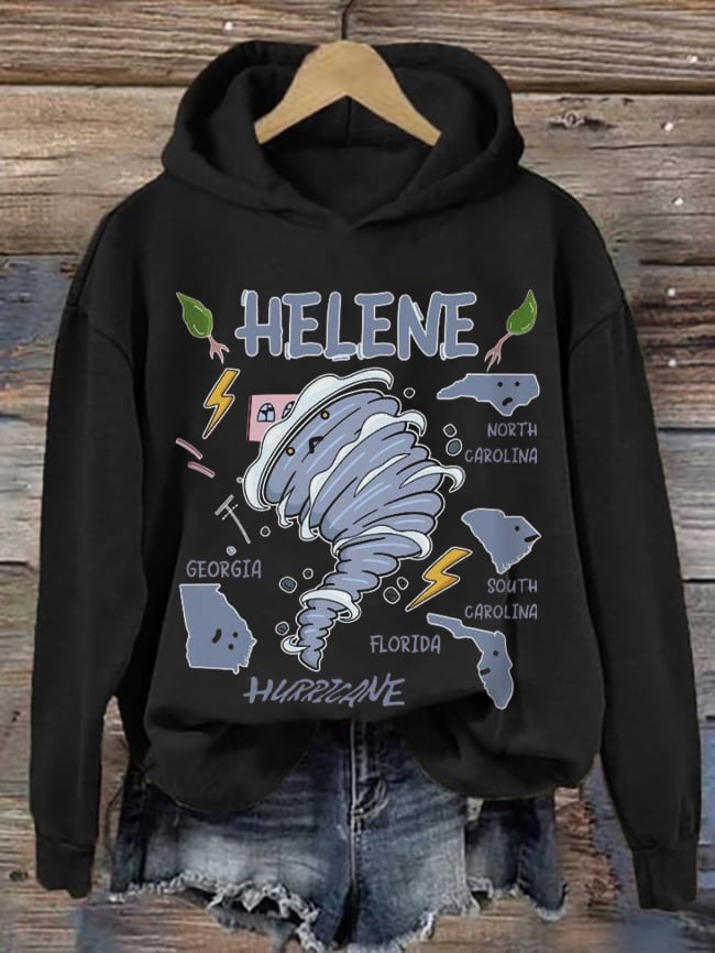 Women's Hurricane Helene Printed Casual Hoodie