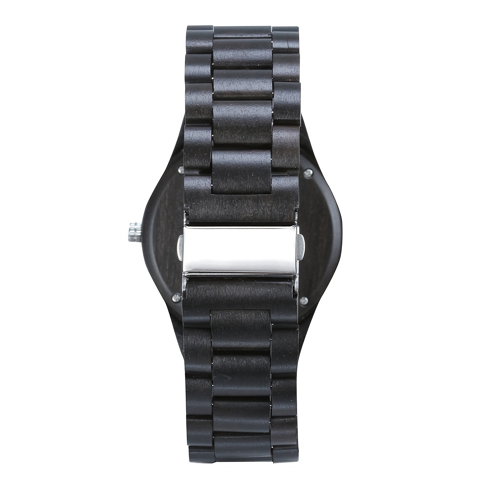 Casual Simple Black Sandalwood Set Men's Quartz Watch