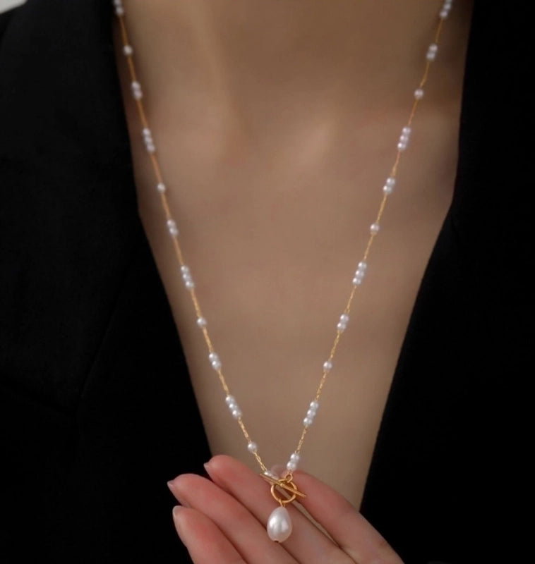 Minimalist Round Pearl 304 Stainless Steel Titanium Steel Artificial Pearls 18K Gold Plated Plating Necklace