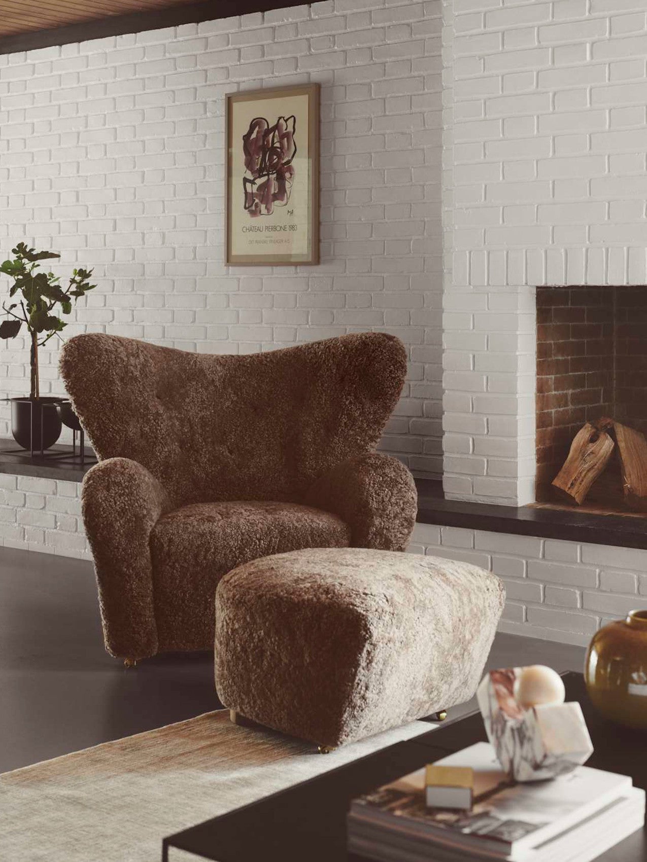 Tired Man Ottoman. Sheepskin