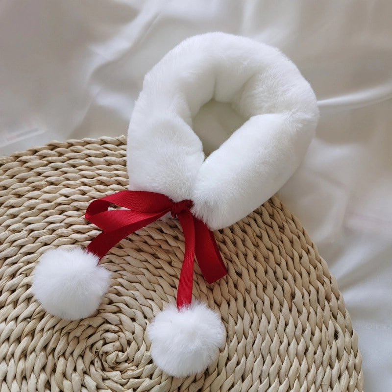 Women's Cute Solid Color Plush Scarf