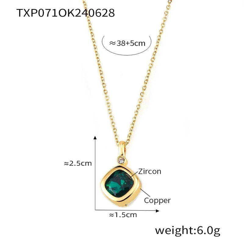 Minimalist Quadrilateral 304 Stainless Steel 18K Gold Plated Plating Earrings Necklace Jewelry Set