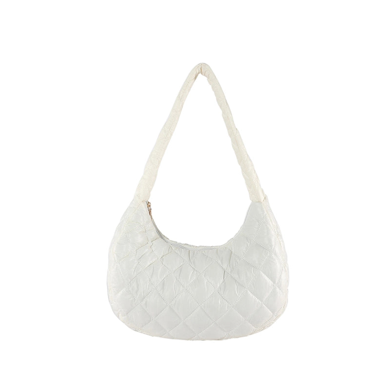 Women's Cotton Solid Color Basic Dumpling Shape Zipper Shoulder Bag Underarm Bag