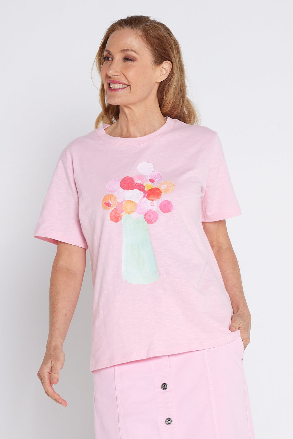 Janey Floral Tee - Splendid Pink