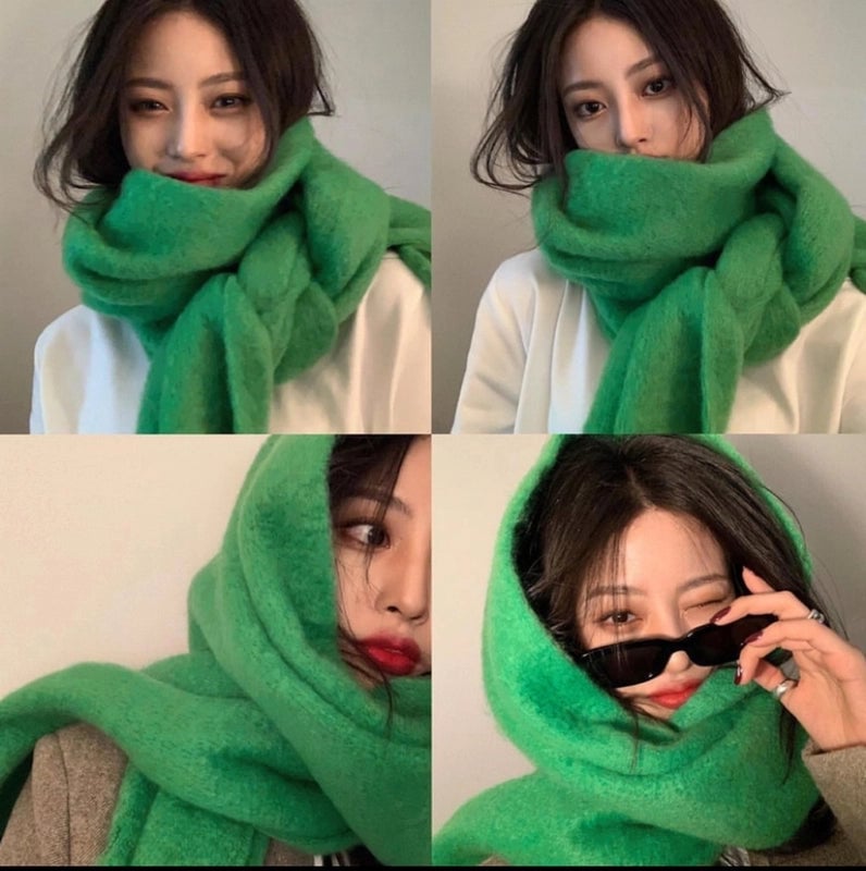Plaid Tassel Mohair Scarf Women's Spring Students Travel Fashionable Sticker Casual Scarf