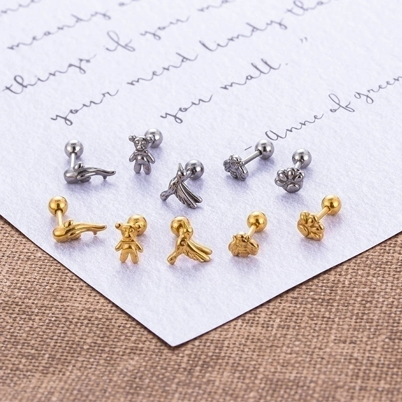 1 Piece Ear Cartilage Rings & Studs Fashion Bear 316L Stainless Steel  Plating