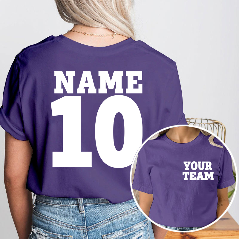 Personalized Team Name And  Number Team Teacher Two Sided T-Shirt