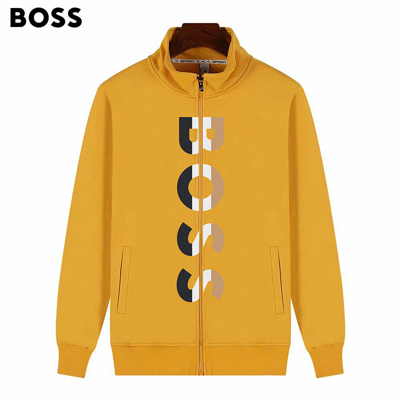 BOSS Fleece Zipper Stand Collar Sweatershirt for Autumn Winter