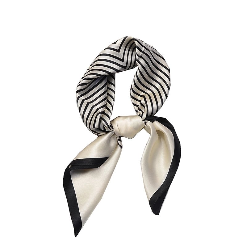 Silk Scarf Women's Spring Fashion Striped Silk Scarf 70 Square Scarf Advanced Sunscreen Scarf