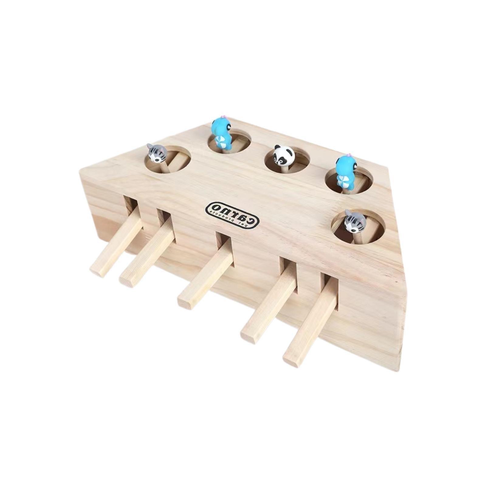 Wooden Whack-A-Mole Puzzle Cat Toys Box