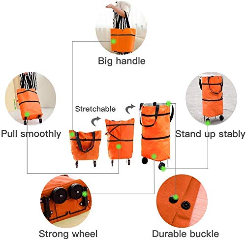 Foldable Shopping Trolley Bag Traveling Vegetable Grocery Clothing Bag with Lightweight