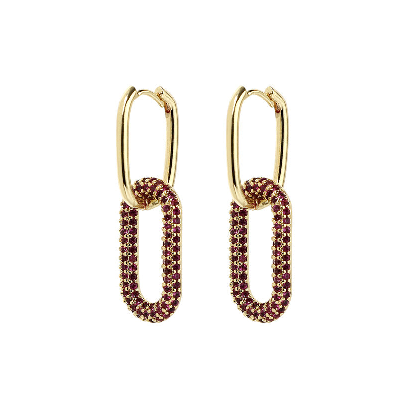 Minimalist Elegant Women Star Hollow Geometric Metal Geometric Zircon Earrings