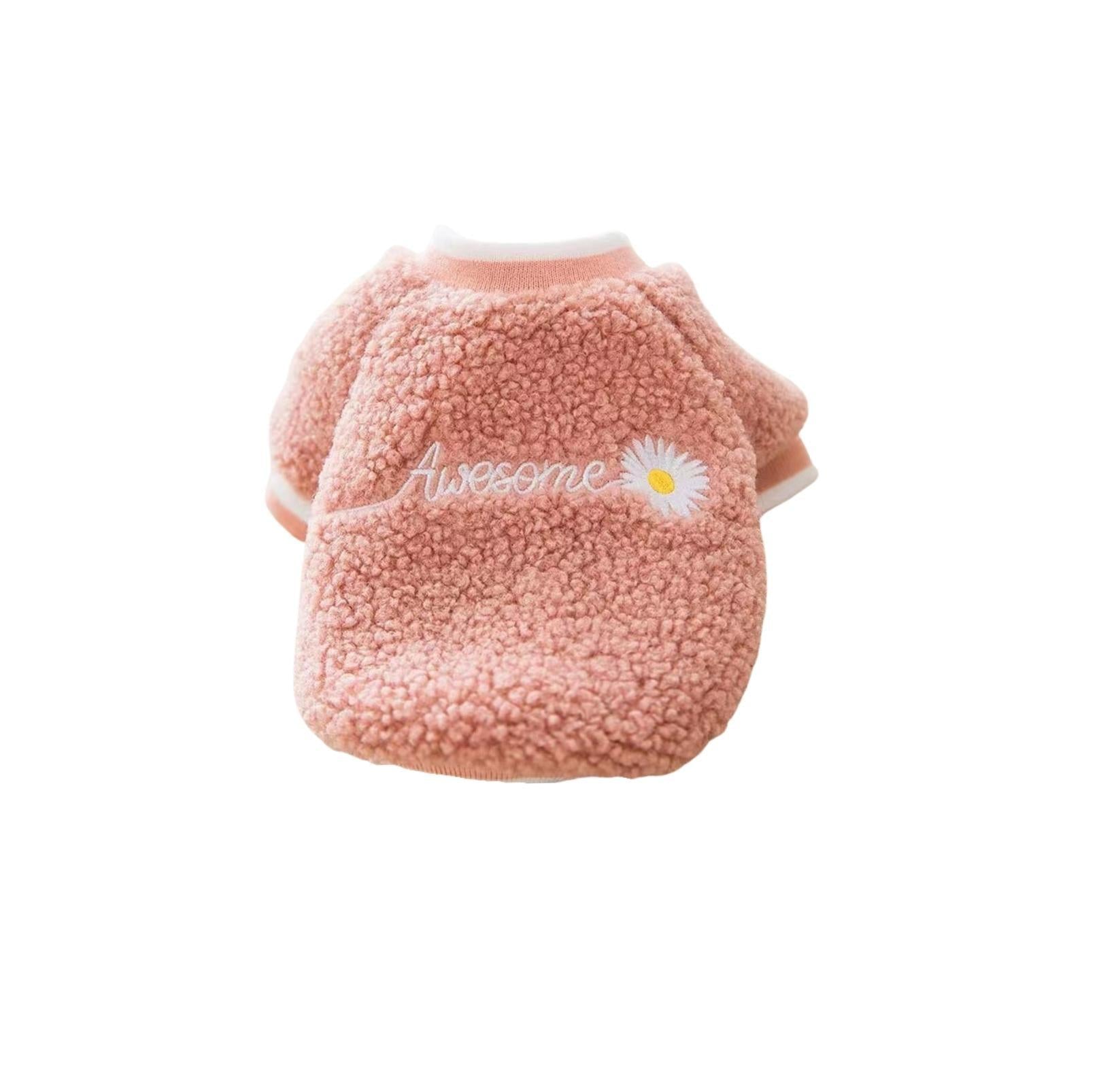 Daisy-Embroidered Wool Fleece Apparel for Dogs and Cats
