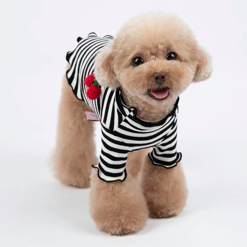 Striped Cherry Decor Dog Shirt