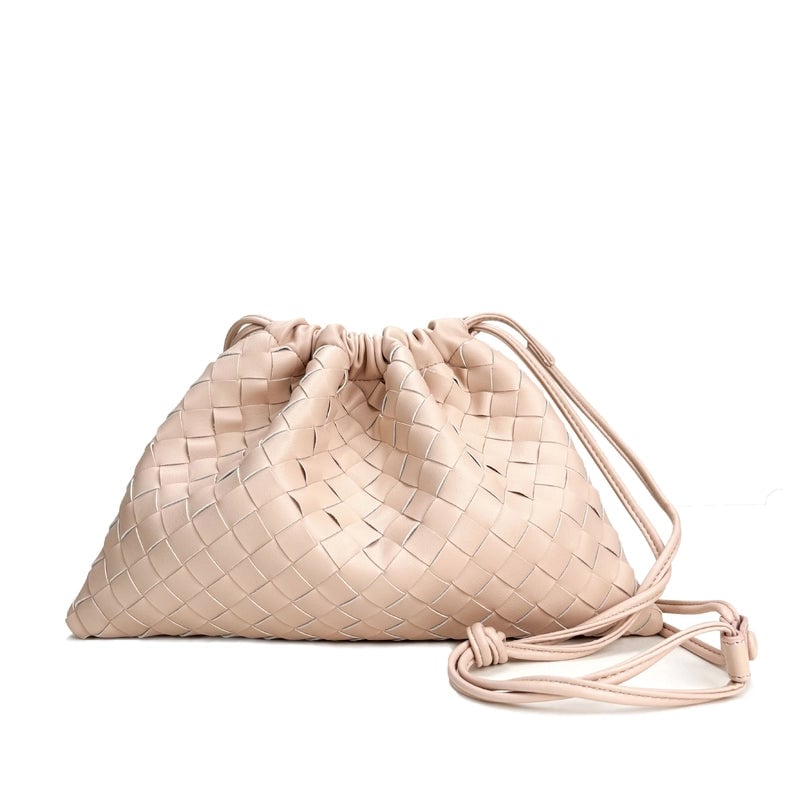 Women's Cowhide Irregular Solid Color Streetwear Square String Handbag Drawstring Bag
