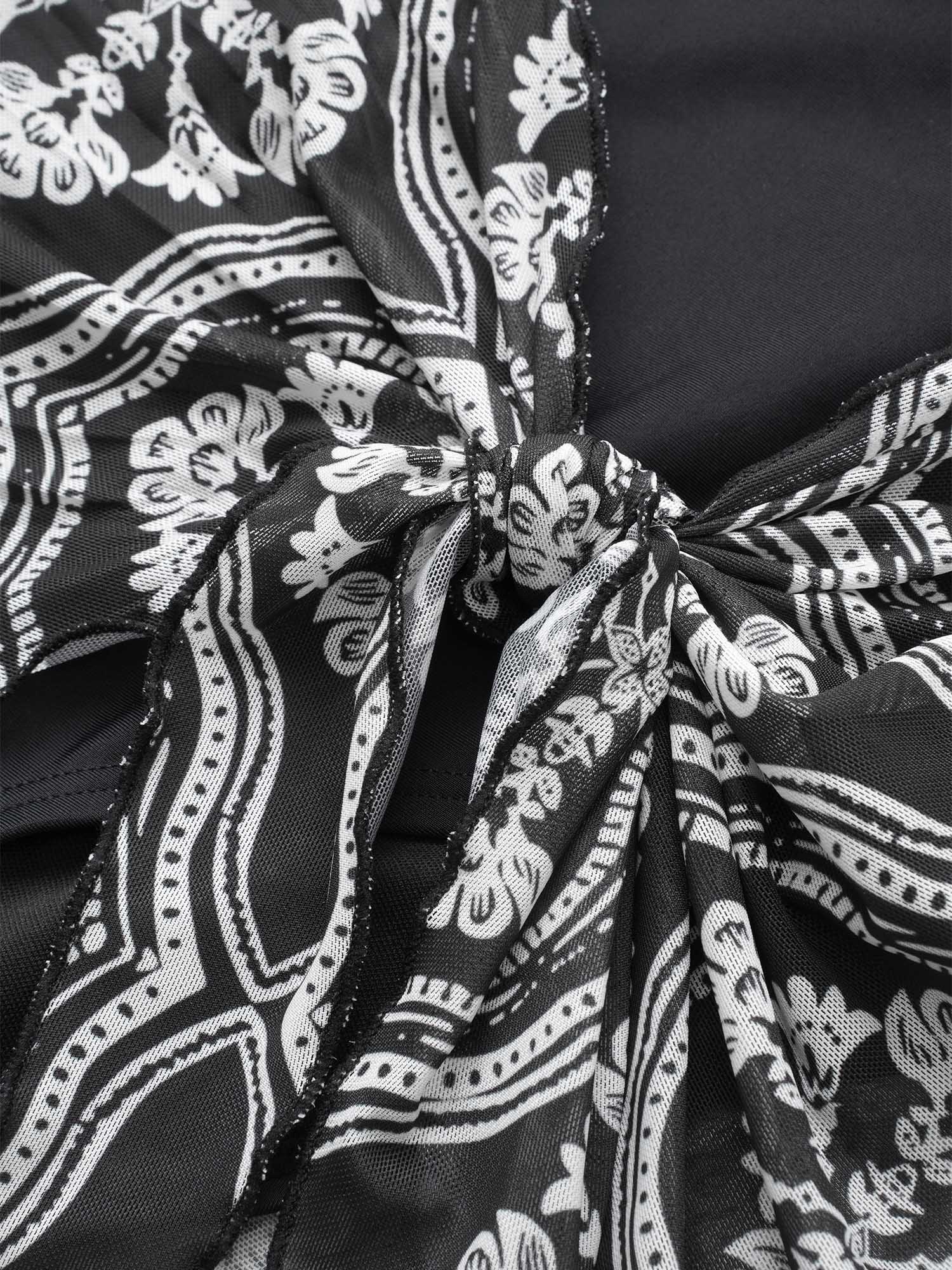 Bandana Print Patchwork Bowknot Swim Bottom