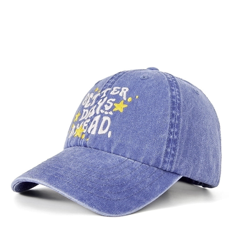 Unisex Minimalist Letter Star Embroidery Curved Eaves Baseball Cap