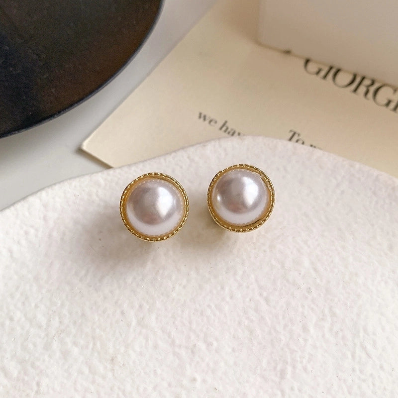 1 Pair Minimalist Round Inlay Alloy Zircon Ear Studs