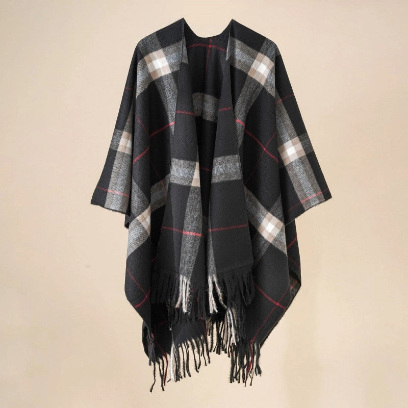 Women's Casual Lattice Polyester Tassel Shawl